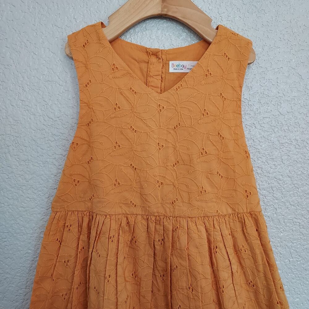 BeeBay Mustard Yellow Eyelet Dress Size 7 - Picture 2 of 8